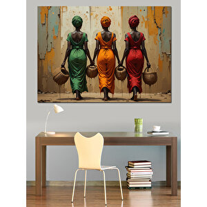 Geleneksel Kadın Yürüyüşü Dekoratif Kanvas - Mdf Ahşap Tablo 100x140 cm