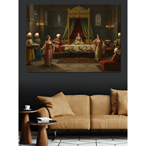 Sarayda Görkemli Ziyafet Dekoratif Kanvas - Mdf Ahşap Tablo 70x100 cm