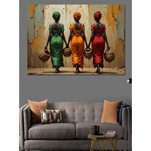 Geleneksel Kadın Yürüyüşü Dekoratif Kanvas - Mdf Ahşap Tablo 70x100 cm