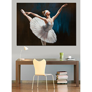 Beyaz Tütüyle Balerin Dansçı Dekoratif Kanvas - Mdf Ahşap Tablo