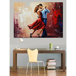 Dans Eden Kırmızı Elbiseli Kadın Dekoratif Kanvas - Mdf Ahşap Tablo 35x50 cm