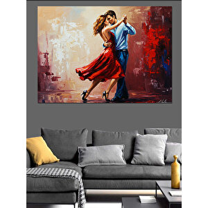 Dans Eden Kırmızı Elbiseli Kadın Dekoratif Kanvas - Mdf Ahşap Tablo 35x50 cm