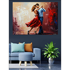 Dans Eden Kırmızı Elbiseli Kadın Dekoratif Kanvas - Mdf Ahşap Tablo