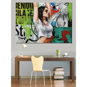 Graffiti Kız Gücü Dekoratif Kanvas - Mdf Ahşap Tablo 50x70 cm
