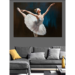 Beyaz Tütüyle Balerin Dansçı Dekoratif Kanvas - Mdf Ahşap Tablo 25x35 cm