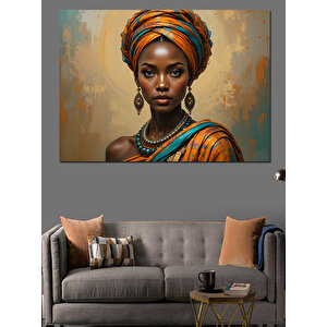 Renkli Afrikalı Güçlü Kadın Dekoratif Kanvas - Mdf Ahşap Tablo