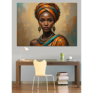 Renkli Afrikalı Güçlü Kadın Dekoratif Kanvas - Mdf Ahşap Tablo