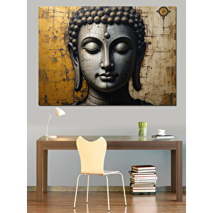 Altın Buda Heykeli Dekoratif Kanvas - Mdf Ahşap Tablo 100x140 cm