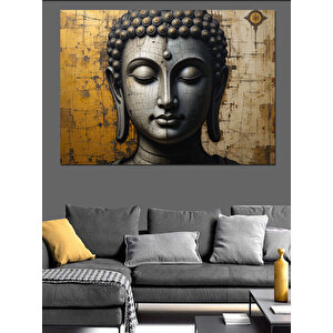 Altın Buda Heykeli Dekoratif Kanvas - Mdf Ahşap Tablo 100x140 cm