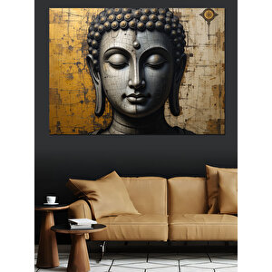 Altın Buda Heykeli Dekoratif Kanvas - Mdf Ahşap Tablo 100x140 cm