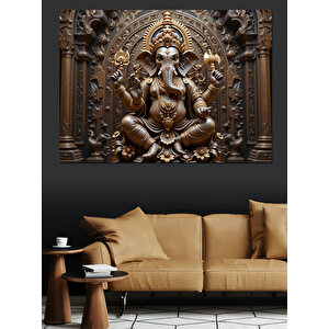 Tanrı Ganesha Heykeli Dekoratif Kanvas - Mdf Ahşap Tablo