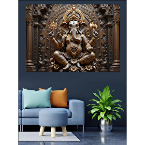 Tanrı Ganesha Heykeli Dekoratif Kanvas - Mdf Ahşap Tablo
