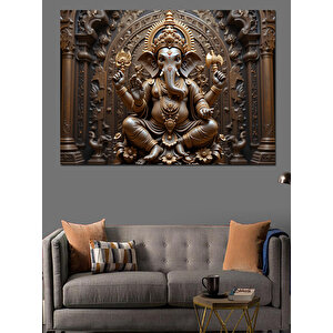 Tanrı Ganesha Heykeli Dekoratif Kanvas - Mdf Ahşap Tablo 25x35 cm