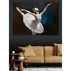 Beyaz Tütüyle Balerin Dansçı Dekoratif Kanvas - Mdf Ahşap Tablo 100x140 cm