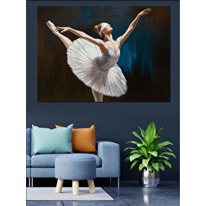 Beyaz Tütüyle Balerin Dansçı Dekoratif Kanvas - Mdf Ahşap Tablo 100x140 cm