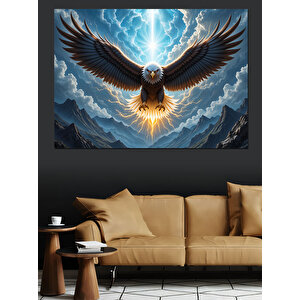 Yükselen Kartal Güçlü Işık Dekoratif Kanvas - Mdf Ahşap Tablo 50x70 cm