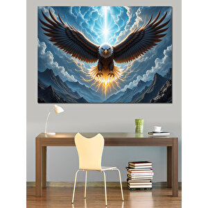 Yükselen Kartal Güçlü Işık Dekoratif Kanvas - Mdf Ahşap Tablo