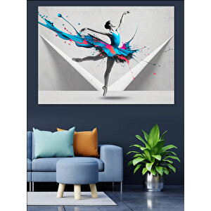 Sıçrayan Renkli Dansçı Figürü Dekoratif Kanvas - Mdf Ahşap Tablo