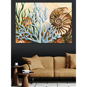 Mercanlar Ve Deniz Kabukları Dekoratif Kanvas - Mdf Ahşap Tablo 35x50 cm