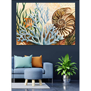 Mercanlar Ve Deniz Kabukları Dekoratif Kanvas - Mdf Ahşap Tablo 35x50 cm