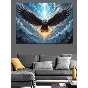 Yükselen Kartal Güçlü Işık Dekoratif Kanvas - Mdf Ahşap Tablo 35x50 cm