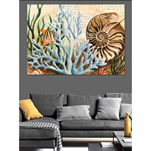 Mercanlar Ve Deniz Kabukları Dekoratif Kanvas - Mdf Ahşap Tablo