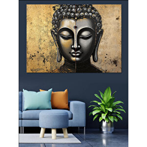 Altın Buda Heykeli Dekoratif Kanvas - Mdf Ahşap Tablo 70x100 cm