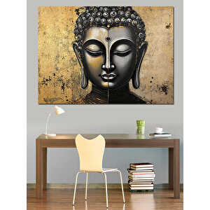 Altın Buda Heykeli Dekoratif Kanvas - Mdf Ahşap Tablo 70x100 cm