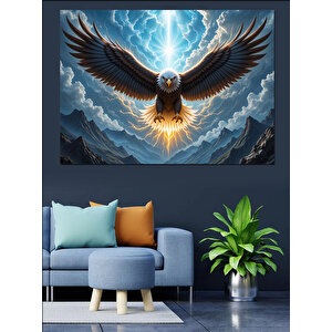 Yükselen Kartal Güçlü Işık Dekoratif Kanvas - Mdf Ahşap Tablo 70x100 cm