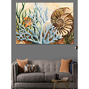 Mercanlar Ve Deniz Kabukları Dekoratif Kanvas - Mdf Ahşap Tablo 70x100 cm