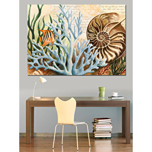 Mercanlar Ve Deniz Kabukları Dekoratif Kanvas - Mdf Ahşap Tablo
