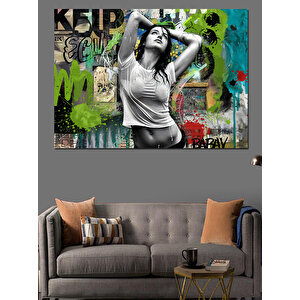 Graffiti Tarzı Dansçı Dekoratif Kanvas - Mdf Ahşap Tablo 100x140 cm