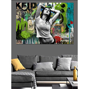 Graffiti Tarzı Dansçı Dekoratif Kanvas - Mdf Ahşap Tablo 100x140 cm