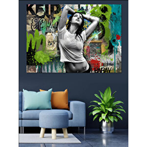 Graffiti Tarzı Dansçı Dekoratif Kanvas - Mdf Ahşap Tablo
