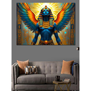 Kanatlı Firavun Heykeli Dekoratif Kanvas - Mdf Ahşap Tablo 100x140 cm