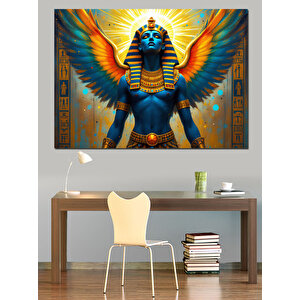Kanatlı Firavun Heykeli Dekoratif Kanvas - Mdf Ahşap Tablo 100x140 cm