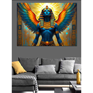 Kanatlı Firavun Heykeli Dekoratif Kanvas - Mdf Ahşap Tablo
