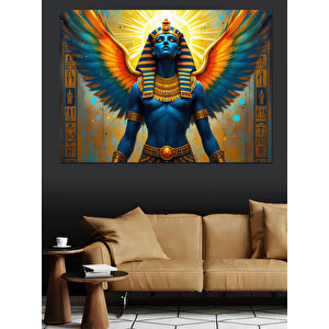 Kanatlı Firavun Heykeli Dekoratif Kanvas - Mdf Ahşap Tablo