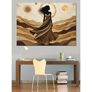 Kumlarla Yürüyen Kadın Dekoratif Kanvas - Mdf Ahşap Tablo 50x70 cm