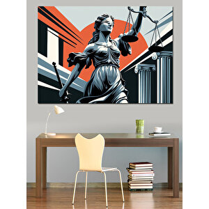 Heykel Ve Adalet Dekoratif Kanvas - Mdf Ahşap Tablo 100x140 cm