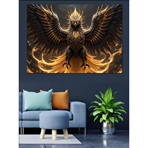 Altın Kanatlı Güçlü Ankakuşu Dekoratif Kanvas - Mdf Ahşap Tablo 50x70 cm