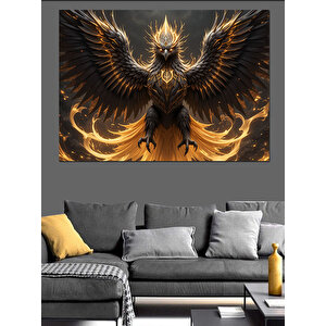 Altın Kanatlı Güçlü Ankakuşu Dekoratif Kanvas - Mdf Ahşap Tablo