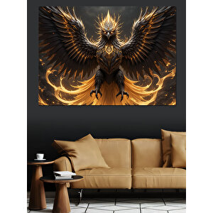 Altın Kanatlı Güçlü Ankakuşu Dekoratif Kanvas - Mdf Ahşap Tablo