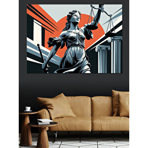 Heykel Ve Adalet Dekoratif Kanvas - Mdf Ahşap Tablo