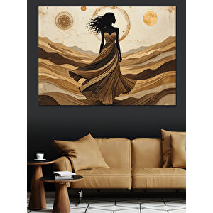 Kumlarla Yürüyen Kadın Dekoratif Kanvas - Mdf Ahşap Tablo