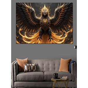 Altın Kanatlı Güçlü Ankakuşu Dekoratif Kanvas - Mdf Ahşap Tablo 35x50 cm