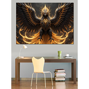 Altın Kanatlı Güçlü Ankakuşu Dekoratif Kanvas - Mdf Ahşap Tablo 35x50 cm