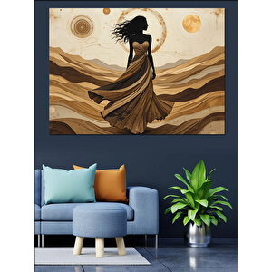 Kumlarla Yürüyen Kadın Dekoratif Kanvas - Mdf Ahşap Tablo