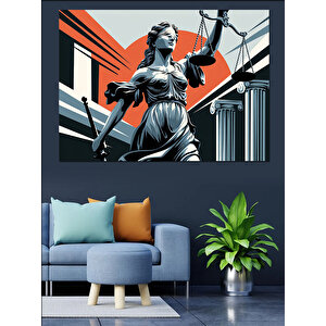 Heykel Ve Adalet Dekoratif Kanvas - Mdf Ahşap Tablo 25x35 cm