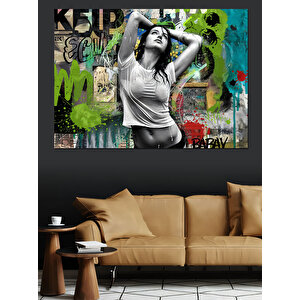 Graffiti Tarzı Dansçı Dekoratif Kanvas - Mdf Ahşap Tablo